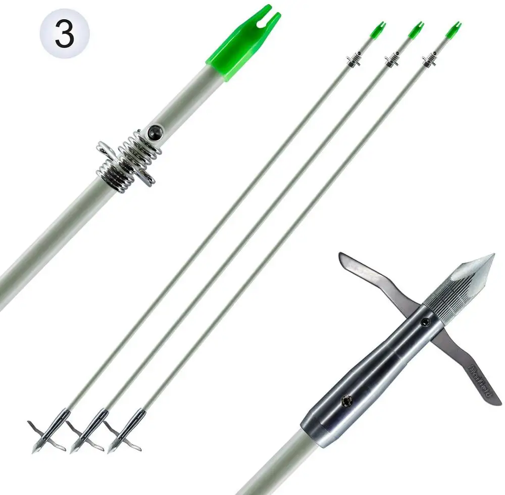 

Maifield Bowfishing Head Glass-Fiber Arrow Shafts 2 Mechanical Barbs 2.5" Holding Area Archery Broadhead Fits 5/16" 3 PK