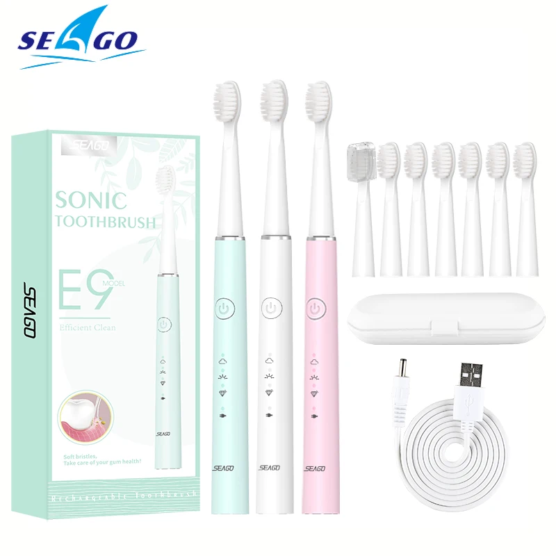 Seago Sonic Electric Toothbrush USB Rechargeable Travel Waterproof Tooth Brush Buy 1 Get 1 Free 5 Mode Replacement Heads Gift Seago Sonic Electric Toothbrush USB Rechargeable Travel Waterproof Tooth Brush Buy 1 Get 1 Free 5 Mode Replacement Heads Gift