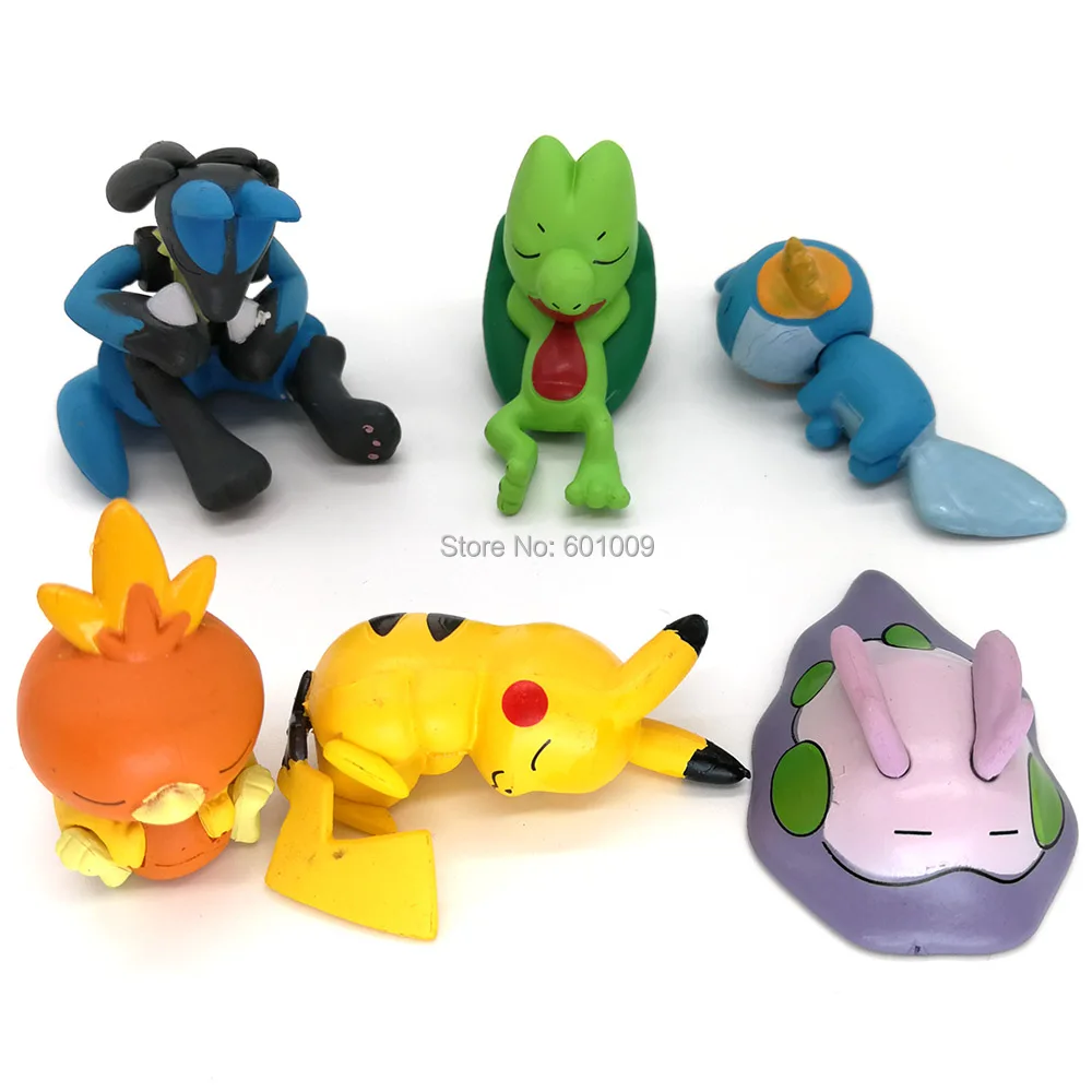 EMS100/лот спальный Пикачу Chespin Fennekin Froakie Dedenne Lucario Mudkip Torchic 3-5 см мини ПВХ Фигурки Модель