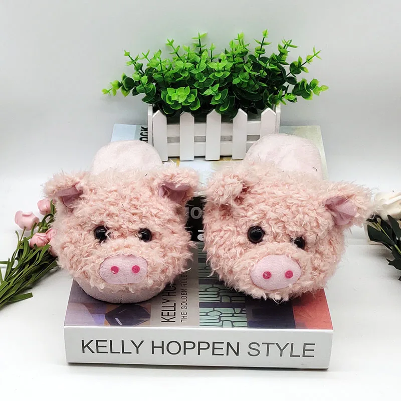 Unisex Cute Pig Animal Slipper For Women Girls Fashion Fluffy Winter Warm Slippers Woman Cartoon House Slippers Funny Shoes
