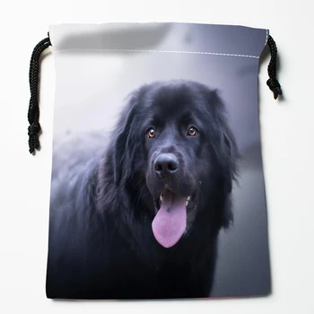 

New Arrival Newfoundland DOG Drawstring Bags Print 18X22CM Soft Satin Fabric Resuable Storage Storage Clothes Bag Shoes Bags