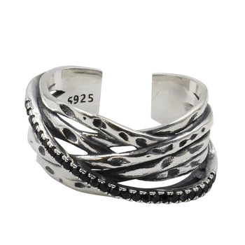 

Silver 925 Multi-layer Irregular Rings for Women Lady Punk Vintage Open Antique Rings Statement Sterling Silver Jewelry Anillos