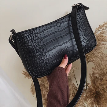 

Women Retro Shoulder Bags Fashion Crocodile Pattern Women Shoulder Bags PU Leather Solid Color Crossbody Bags For Female Bolsos