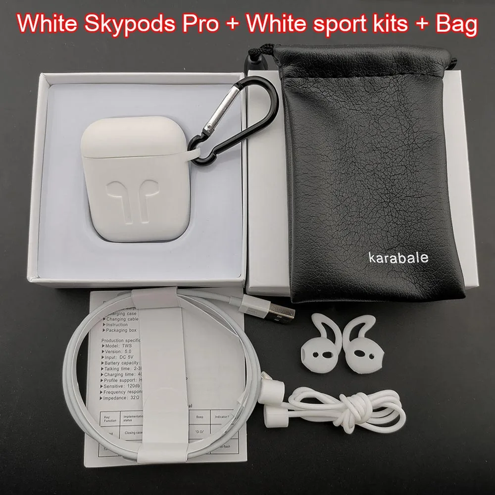 Whitesport kits Беспроводные bluetooth-наушники SkyPods Pro Tws Arie 2 с gps и функцией управления громкостью 8D Super Bass PK i200 i50000 i9000 i90000 Pro TWS - Цвет: Whitesport kits