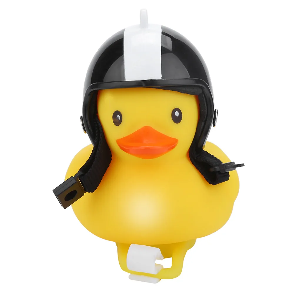 Top 1pc Cartoon Yellow Silica Little Duck Helmet Head Bicycle Light Shining Mountain Bike Handlebar Duck Head Light Bell Accesso#PY6 24