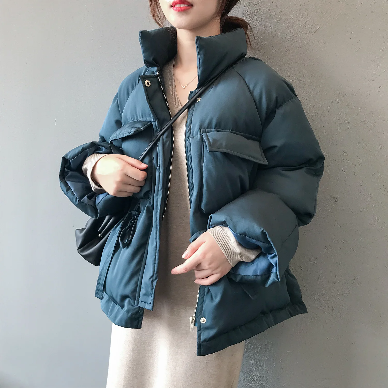 Mooirue/ зимняя новая синяя куртка-парка, тонкая Толстая хлопковая парка, пальто, хлопковое пальто женская верхняя одежда