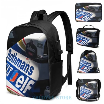 

Funny Graphic print Williams FW16 - Ayrton Senna USB Charge Backpack men School bags Women bag Travel laptop bag