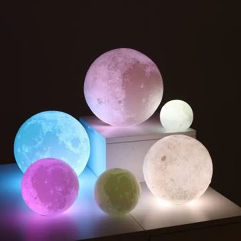 Lampada 3D принт перезаряжаемые лампы в виде Луны светодиодный ночной Светильник креативный 16 цветов сенсорный выключатель лунный светильник для украшения спальни подарок