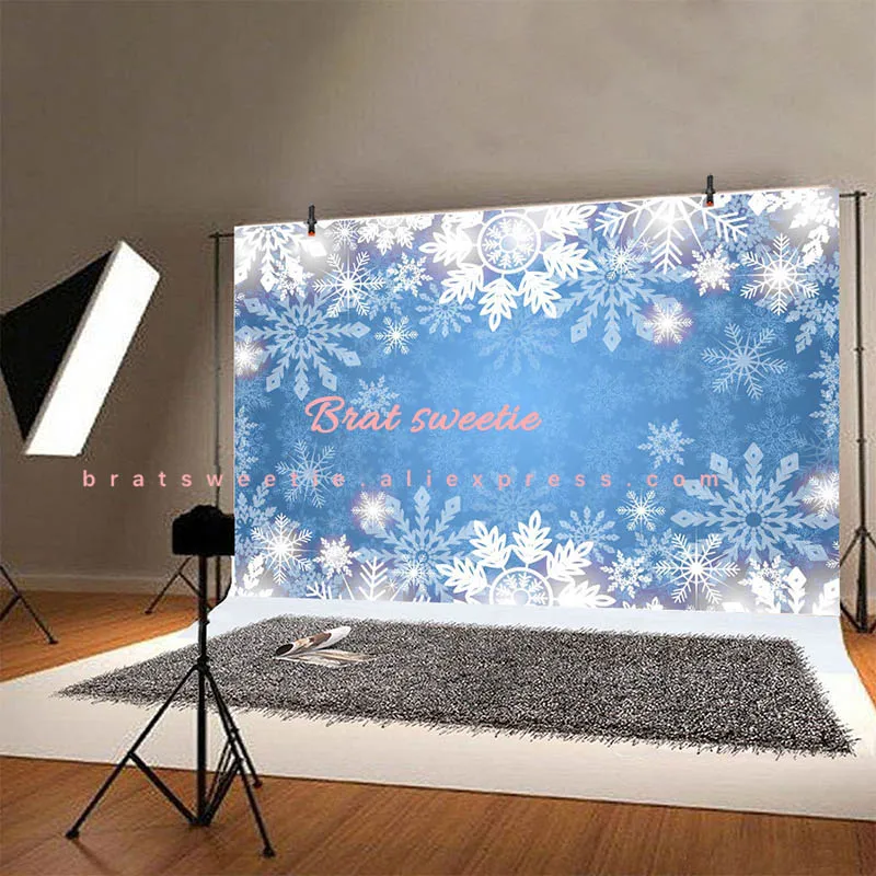 Ice Queen Party Snowflake Christmas Backdrop for Photography Vinyl Background Winter Kids Birthday Decorations Wall Decor