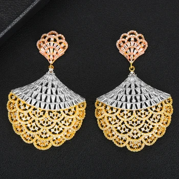 

GODKI Jimbora Elegant Sweet Shiny Big Pendant Wedding Engagement Dangle Drop Earrings Flower Colorful Crystal Earrings For Women