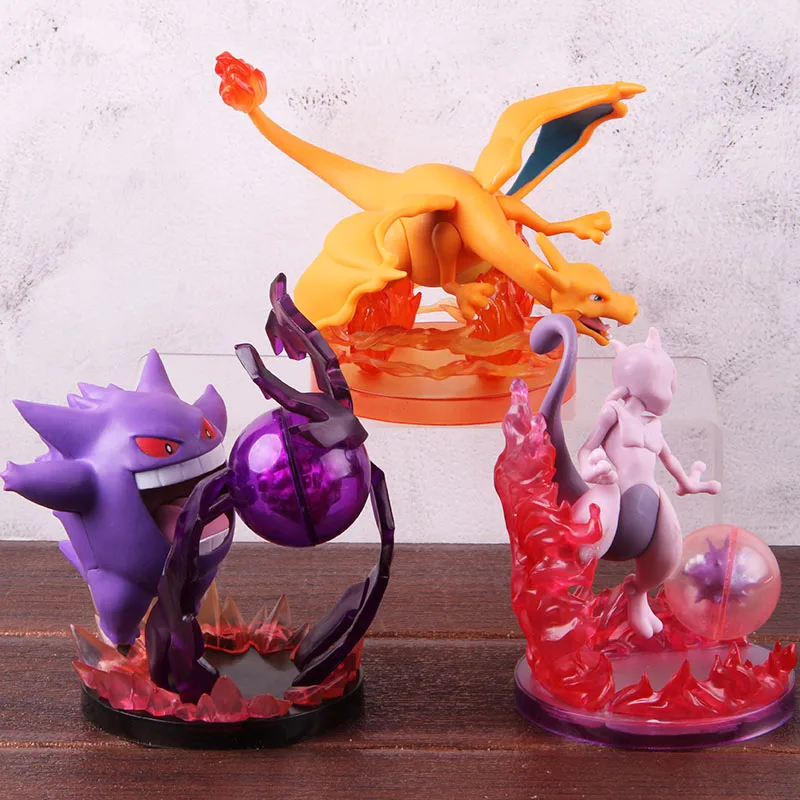 Аниме мультфильм монстр Mewtwo Gengar Charizard Фигурки ПВХ Acrion фигурка Коллекционная модель игрушки куклы