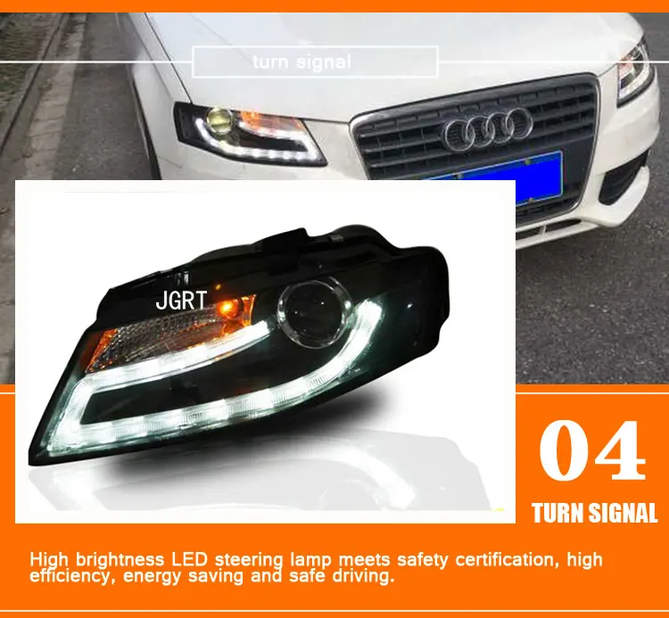 2PCS Car Style LED headlights for Audi A4 B8 2008-2012 for A4L B8 headlamp LED DRL Lens Double Beam H7 HID Xenon bi xenon lens