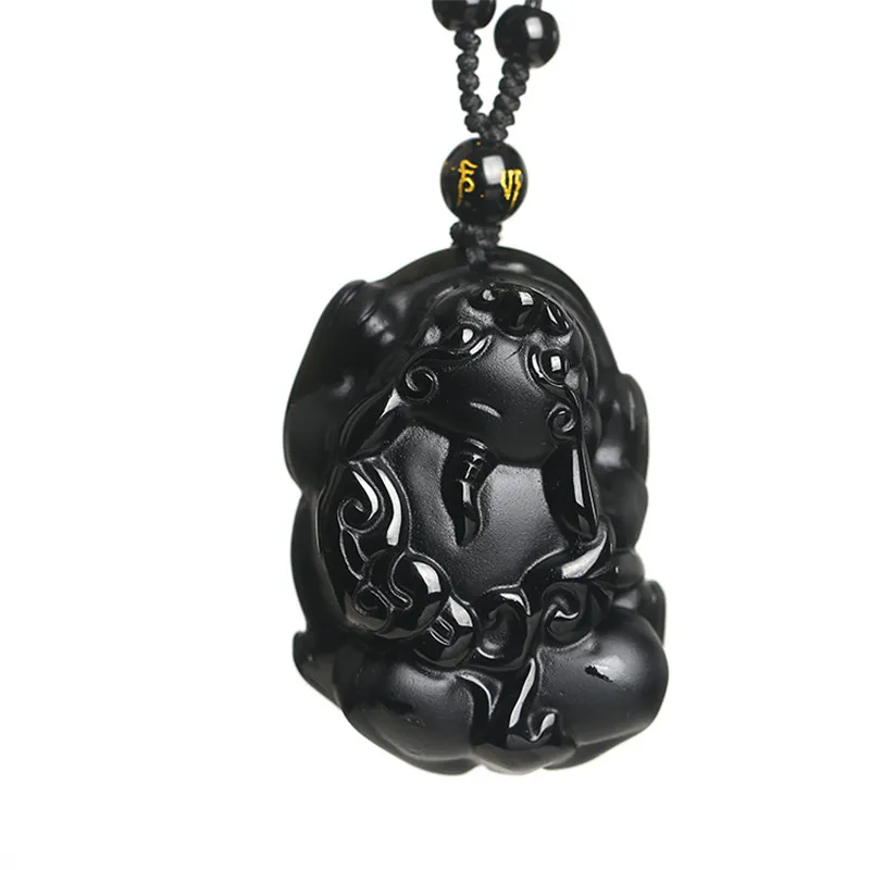 

Beautiful Handwork Natural Obsidian Carved Chinese Lucky Coin PiXiu Amulet Pendant + Free Necklace Fine Fashion Jewelry Gift