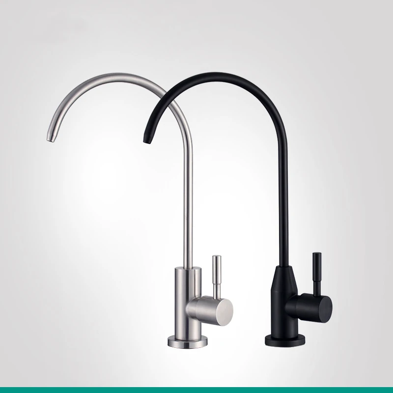 

304 Stainless Steel Black Water Purifier 4 Points Straight Drinking Faucet Direct Tap Kitchen Filter