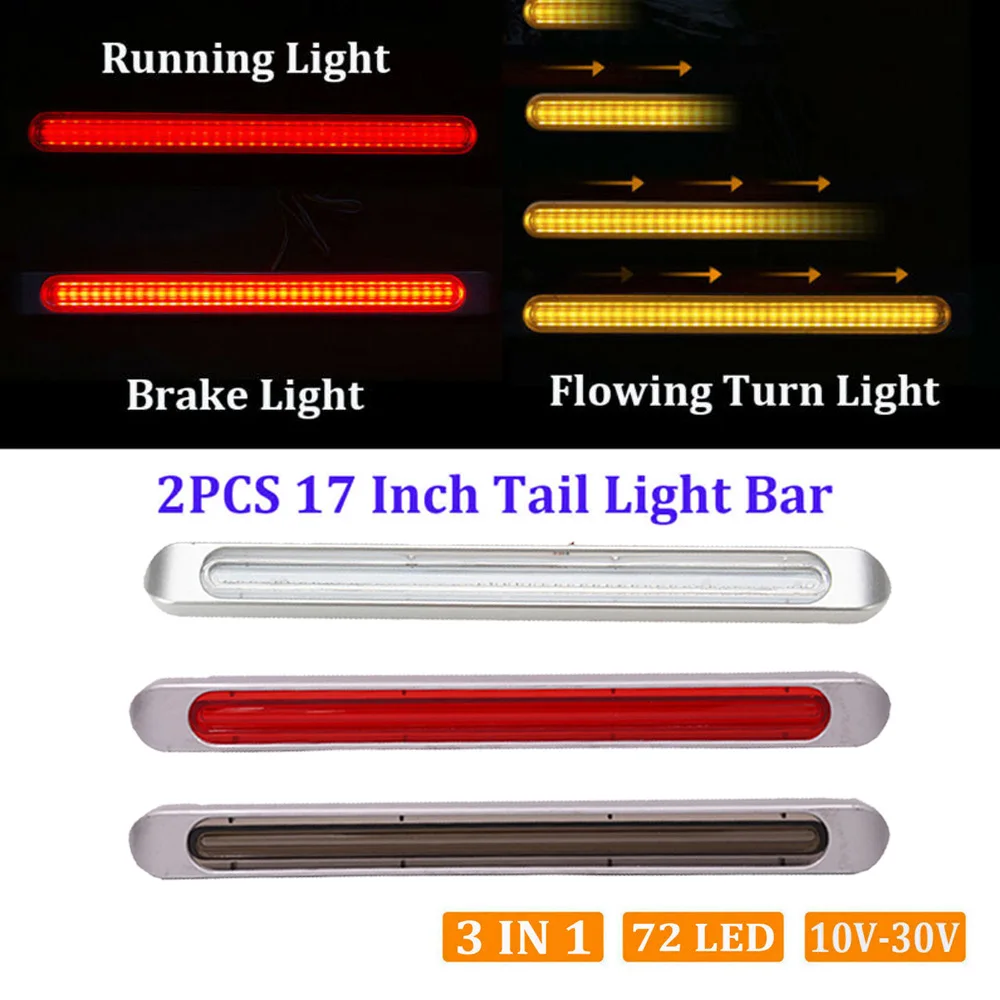 

2pcs 10-30V Car Truck Trailer 72-LEDs flowing Brake Turn Signal Tail Side Marker Light Taillight Truck Trailer running light