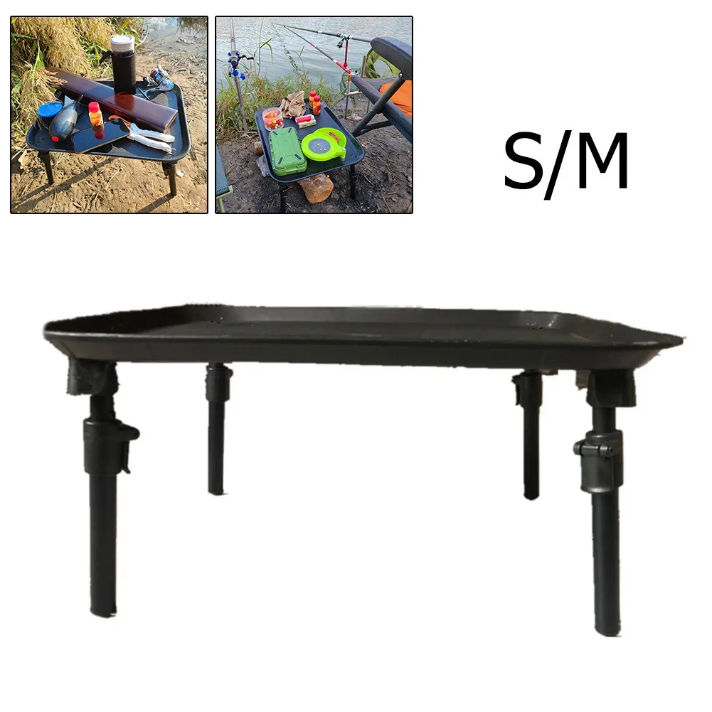 1 шт., черный S/M стол из ПВХ для рыболовной приманки, легкие выдвижные ножки, стол для приманки, для ловли карпа, грубый терминальный стол для хранения снастей