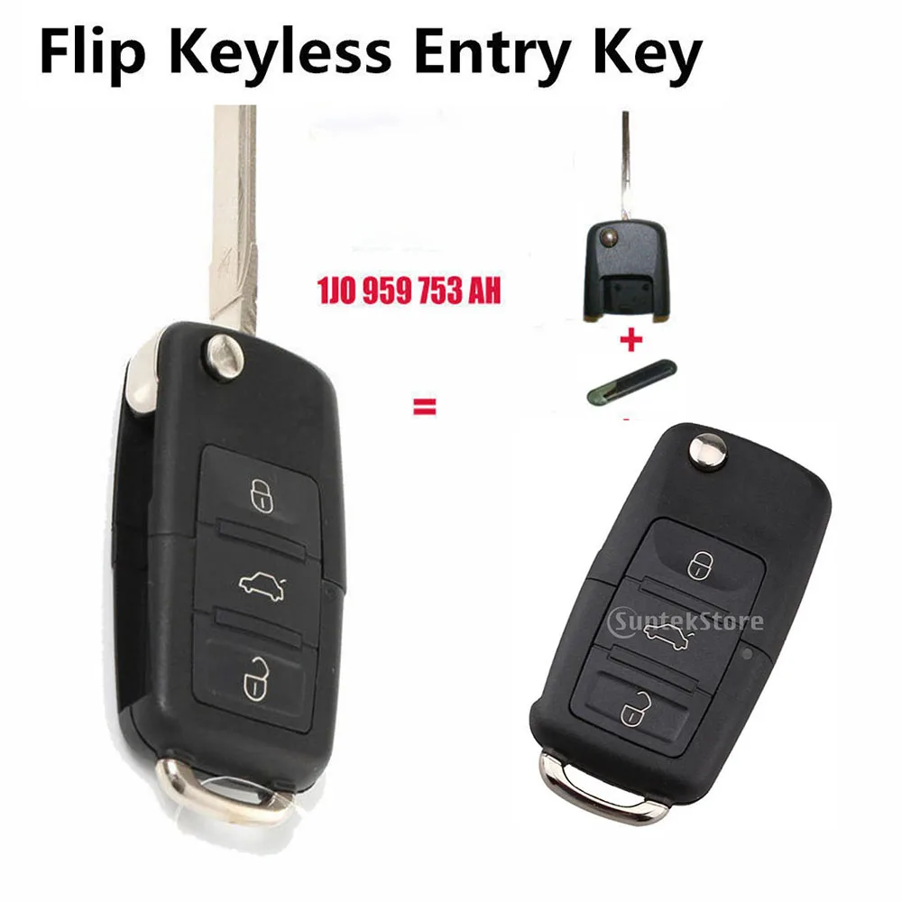 Car Remote Key With ID48 Chip 1J0959753AH For VW PASSAT 02-05