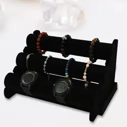 Многоуровневый черный портативный Бархатный браслет, браслет, ожерелье, стенд, держатель для ювелирных изделий, подставка, держатель