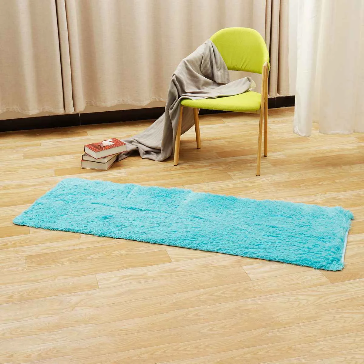 Light Blue 60x160cm Thickened Square Floor Mat Cover Anti-skid Shaggy Area Yoga Rug Home Living Room Bedroom Table Carpet Blanket Mat Long - Цвет: Light Blue