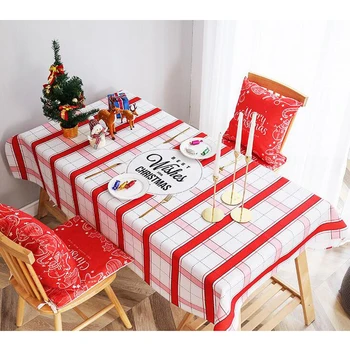 

Printing Red rectangle Table Cloth Christmas Plastic Tablecloths Christmas Items Table Runner Christmas Decorations for Home