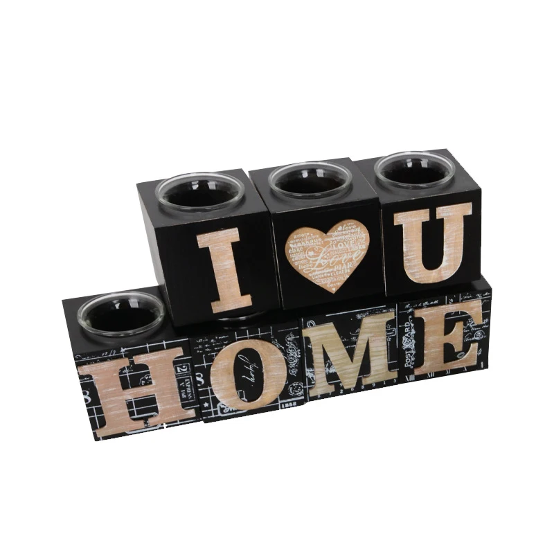 

European Wood Box Crafts Decoration Modern Art Ornament Storage Box Home Decorations Accessories Desktop Candlestick Decor