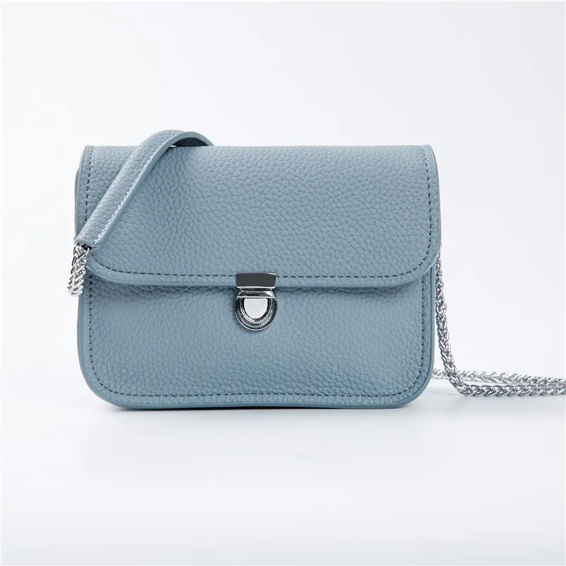

Genuine Leather Women Messenger Bag Female Chain Strap Shoulder Bag Small Criss-Cross Ladies' Flap Bag Leather Bags Women
