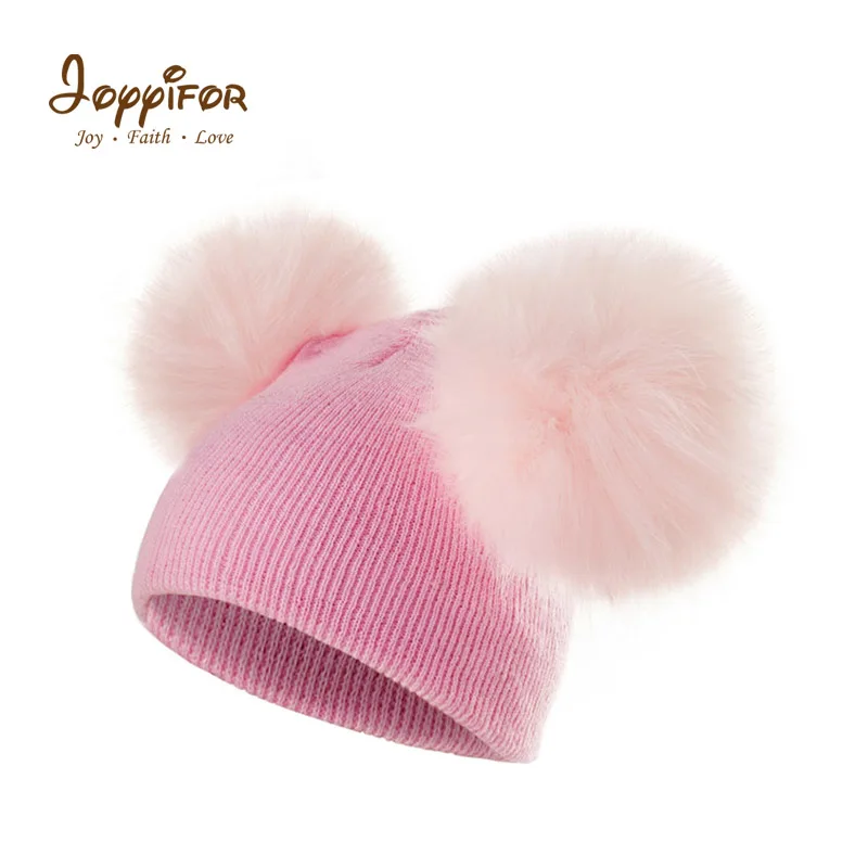 Joyyifor/детская шапка для малышей; Теплая Зимняя шерстяная вязаная шапочка мех; шапка с помпонами для маленьких мальчиков и девочек от 1 до 2 лет