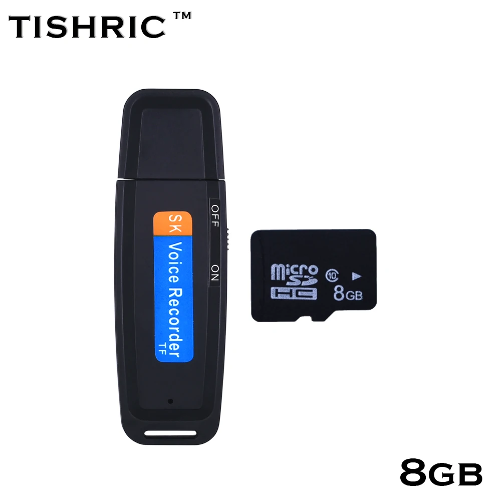 Black with 8gb TISHRIC u-диск мини диктофон ручка цифровой диктофон аудио рекордер флеш-диск USB 2,0 звука для 1-32 ГБ Micro SD TF карты - Цвет: Black with 8gb