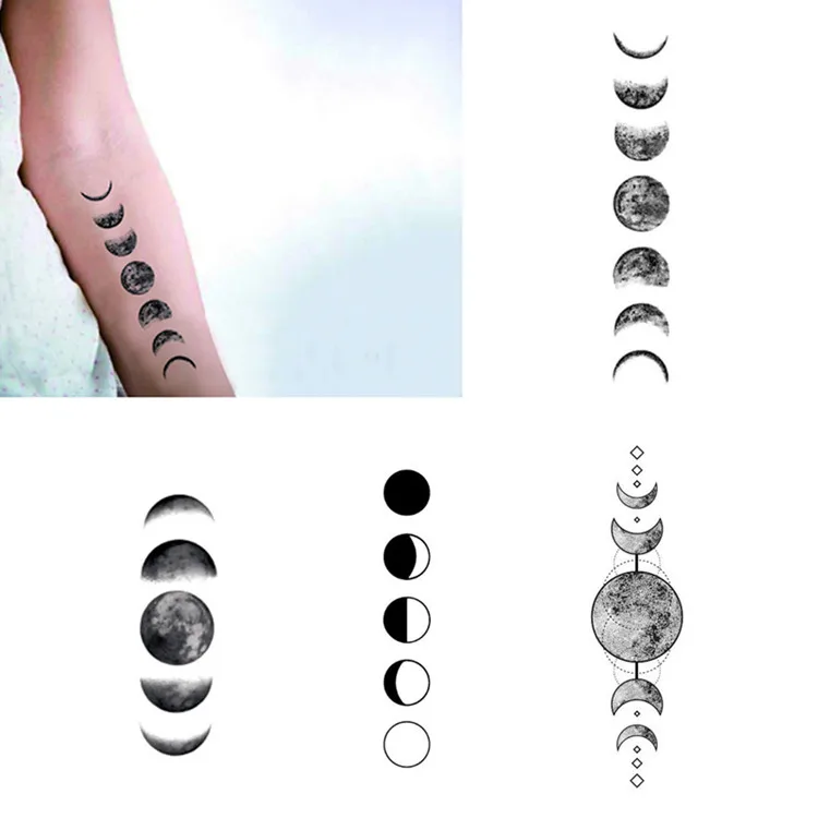 Водонепроницаемые временные фальшивые татуировки наклейки серая фаза Луны винтажный дизайн боди-арт инструменты для макияжа