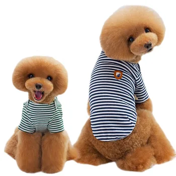 

Spring and Summer Leisure Style Pet Dog Clothing Comfortable Breathable Fashion Classic Striped T-shirt Teddy Small Dog Clothing