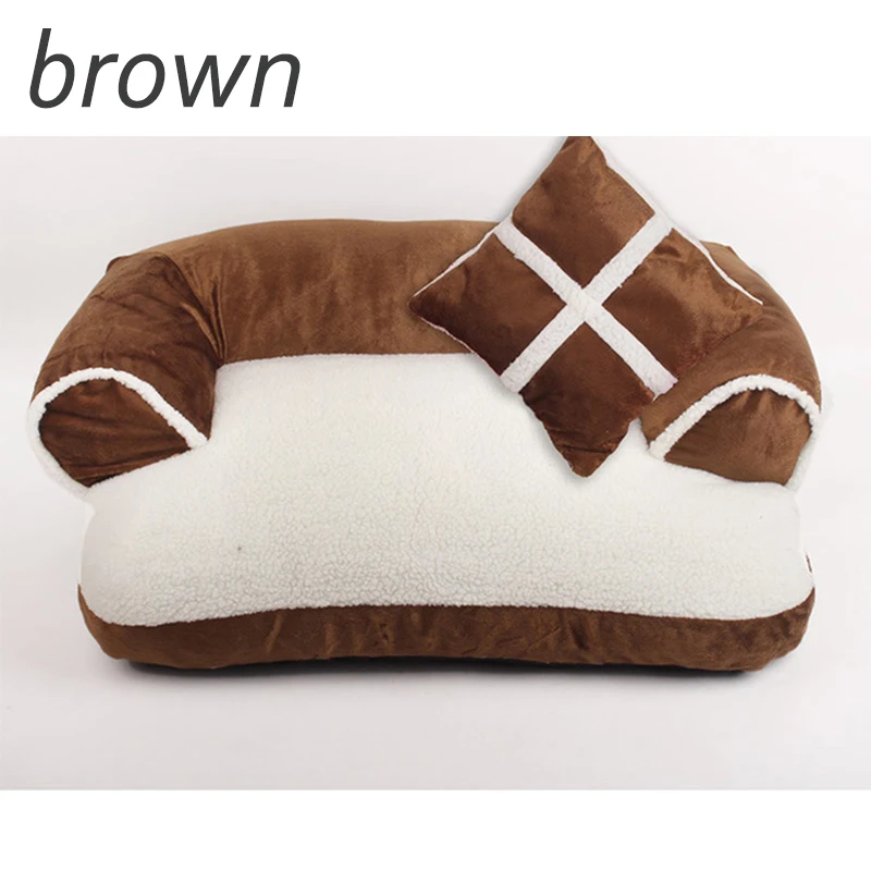 brown Моющаяся кровать для питомца собаки кошки мягкий зимний бархатный питомник кошачий наполнитель собачья клетка коврик для кошки Диван Подушка Чехол для домашнего питомца для большого щенка дом - Color: brown
