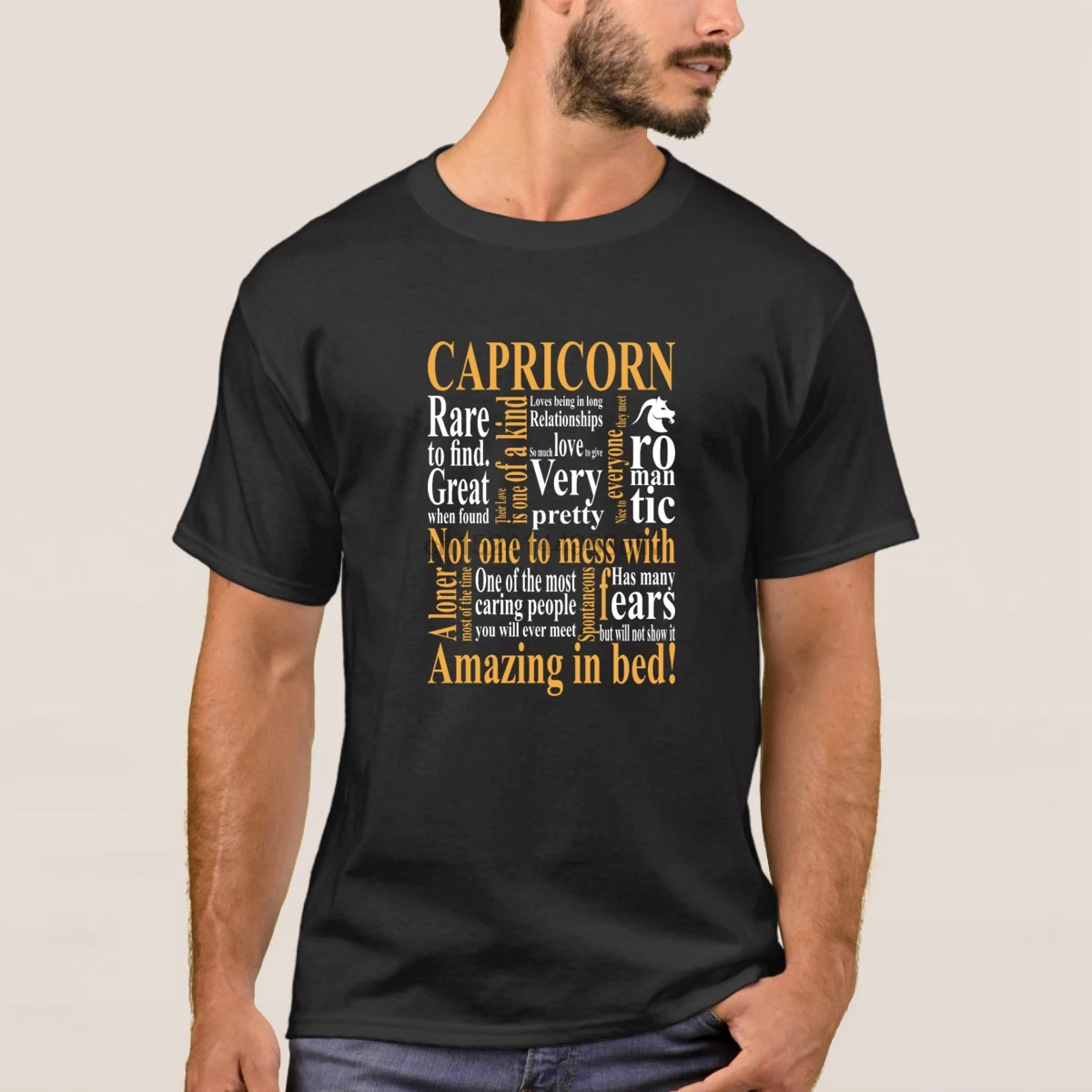 T Shirt Mens Classical Capricorn Character Traits Amazing In Bed Plus Size Black T-Shirt Cotton Breathable |