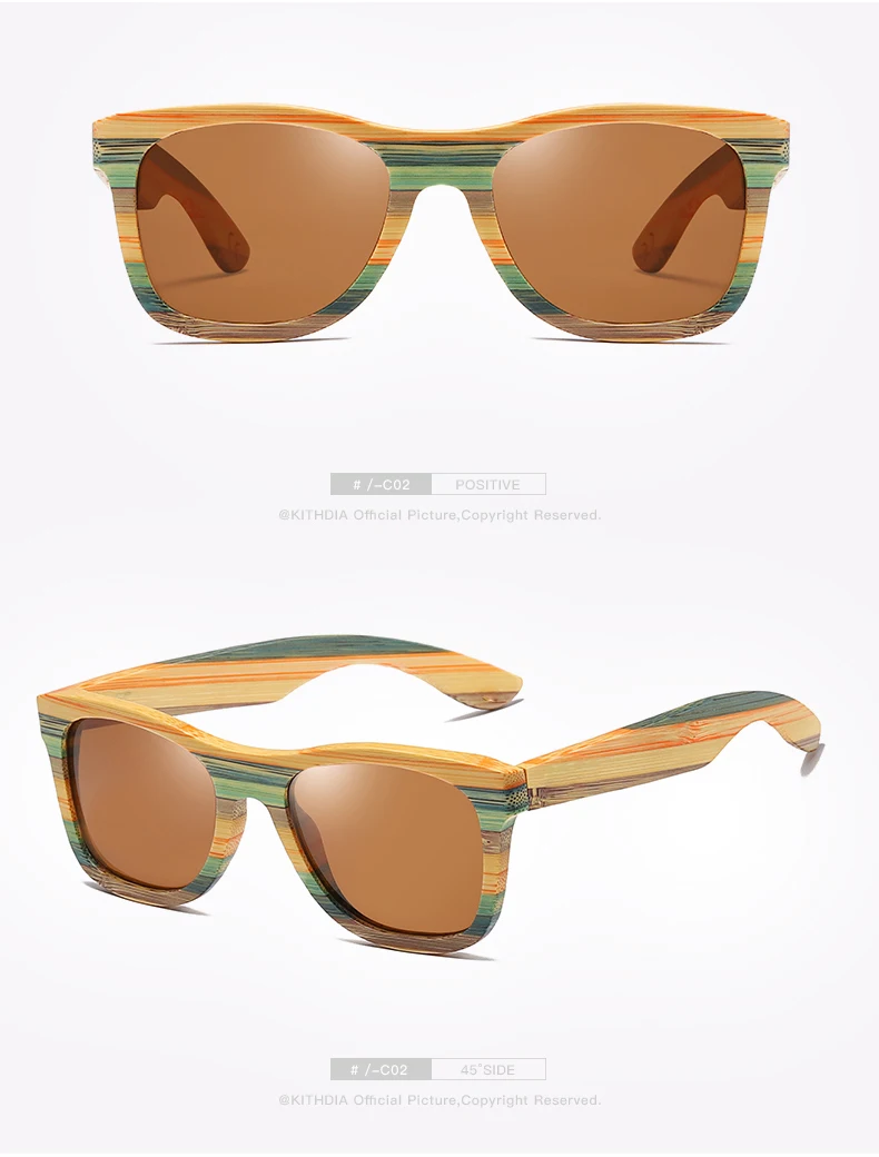 Kithdia поляризационный очки в деревянной оправе с скейтбордом бамбуковые солнцезащитные очки и коробка