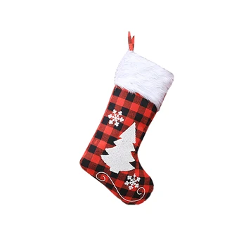 

Plush Stocking/Elk Or snowflake/Red And Black Lattice Cloth /Decoration For Christmas/Gift Bag/Home Decor/Children's Gifts