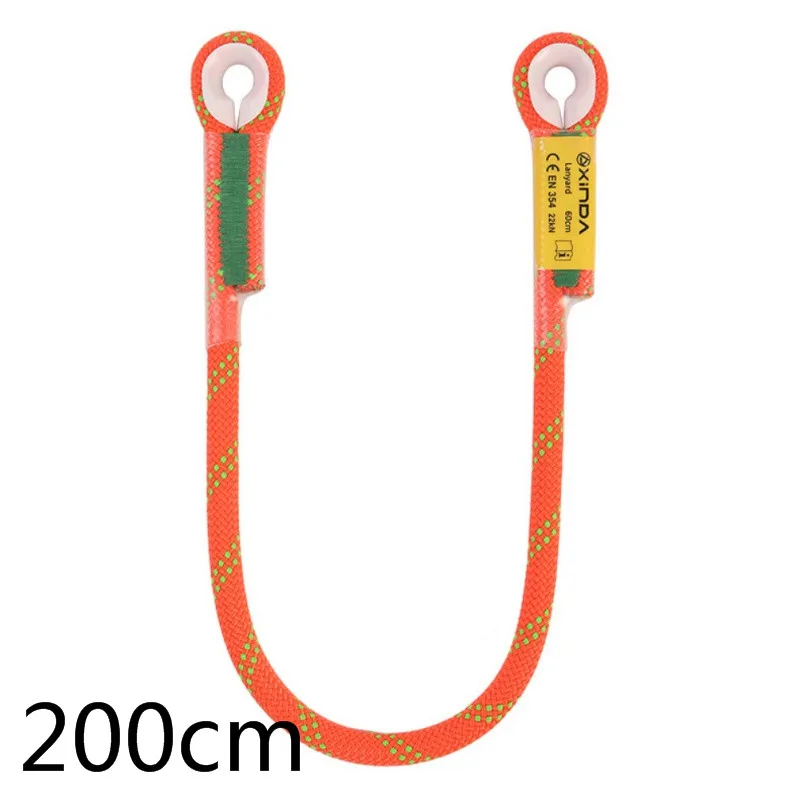 Orange 200cm Профессиональный скалолазание 10,5 мм спасательный шнурок защитный глаз-Глаз Строп петля веревка альпинистские принадлежности - Цвет: Orange 200cm