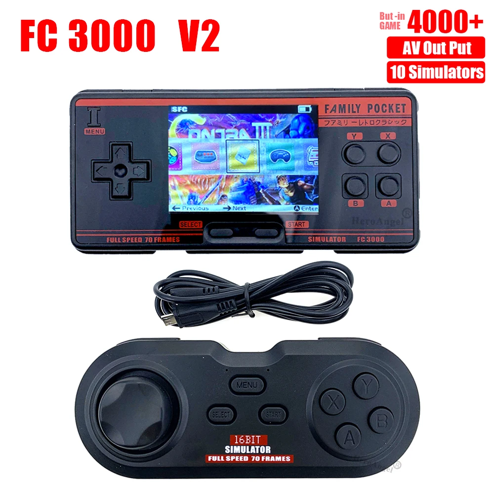 NEW IPS Screen Handheld Game Console Video Game Console built-in 4000 + Games 10 Simulator FC3000 Handheld Children Color Game 