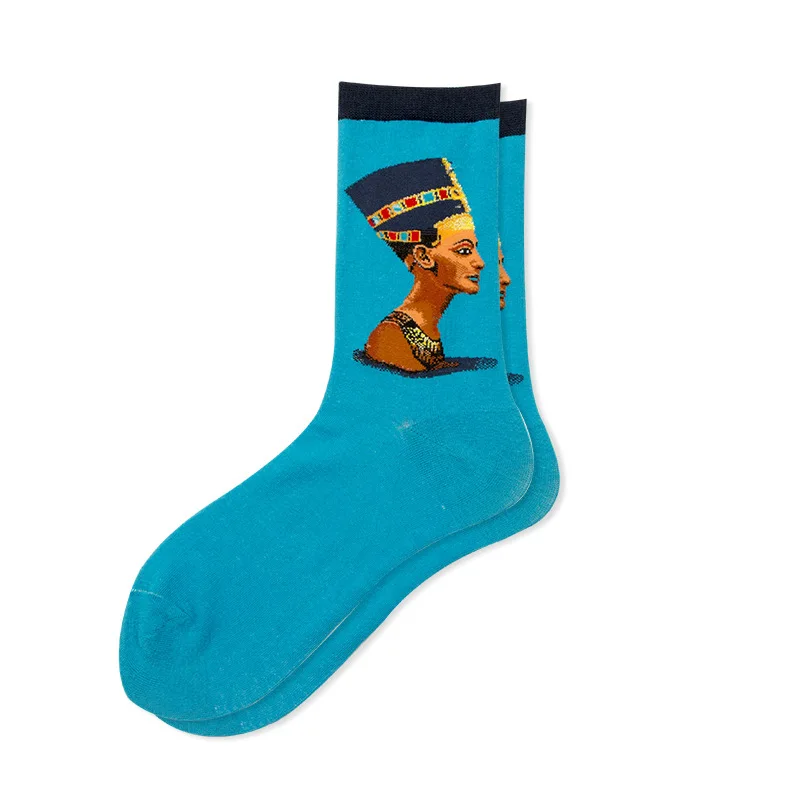 Jeseca новая Звездная ночь теплые носки для зимы Ретро Для женщин Искусство Ван Гог роспись всемирно известная картина маслом унисекс из хлопка с фирменным логотипом забавные носки для девочек - Цвет: Blue Yan Hou
