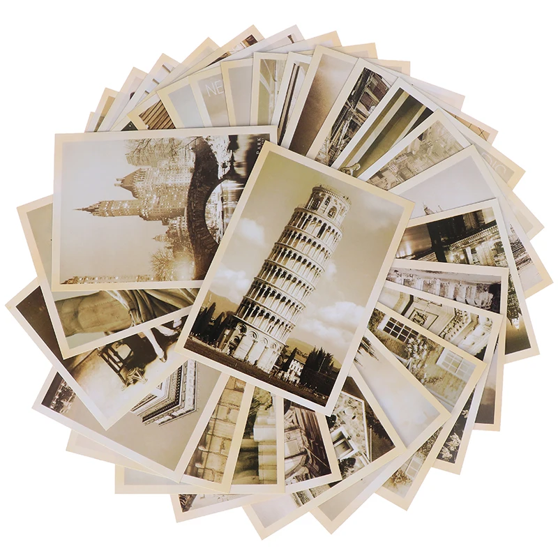 Cards Gift Cards Christmas Postcards 32pcs Classical Famous Europe Building Vintage Style Memory Postcard Set Greeting mini greeting cards