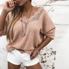 Fashion Sexy Lace V-Neck Women Blouse Shirt Long Sleeve 2020 Autumn Lady Office Pullover Casual Loose Tops Shirts Female Blusas 5