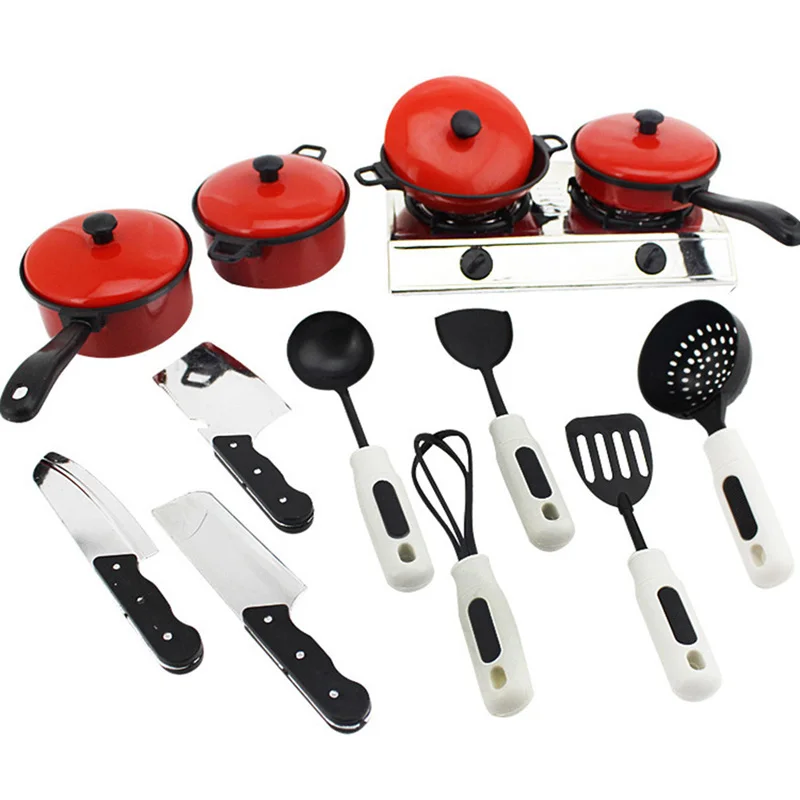 

13 /17 Pcs Children Mini Kitchen Cookware Pot Pan Kids Pretend Cook Play Toy Simulation Kitchen Utensils Toys Set Children Gift
