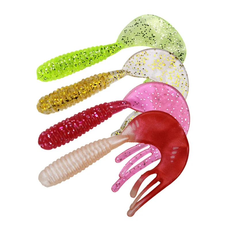 

5pcs/set 8.5cm 2g Artificial Bait Curl Tail Maggot Shape Wide Soft Lure Fishing Accessories