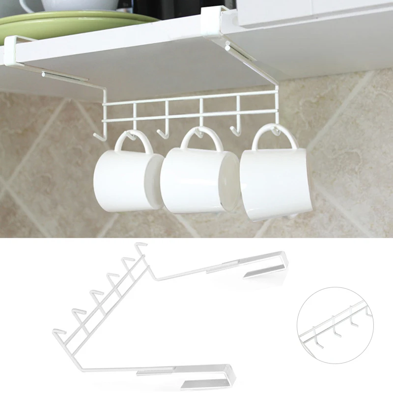 Cabinet Iron Free Punching Kitchen Cabinet Wall Hooks Hanging Storage Racks 6 Hook Design, Save Space, Suitable For Separator Th