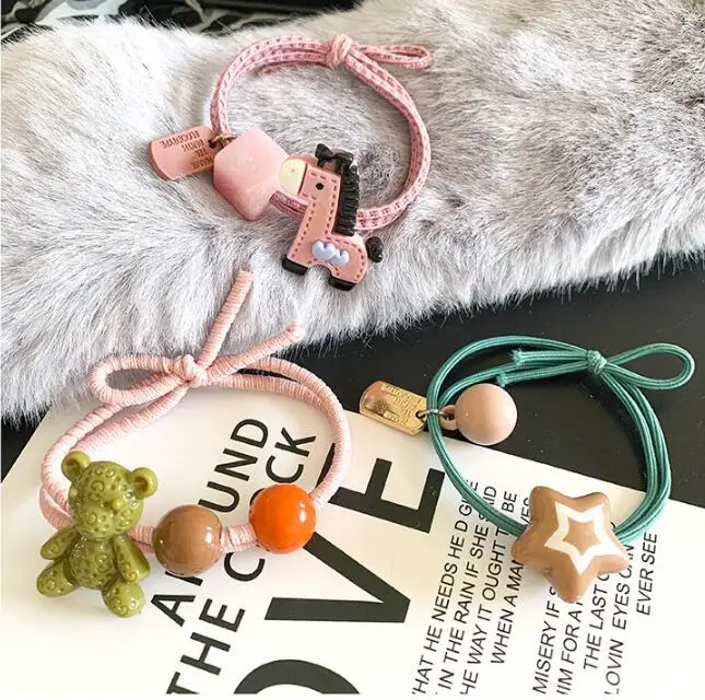 100 компл./лот 3 шт./компл. DIY простой мульти Медвежонок пони звезды резинки эластичные резинки для волос Инструменты для укладки волос аксессуары HA1644