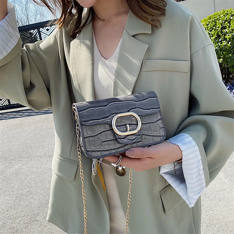 

Stone Pattern PU Leather Crossbody Bags for Women 2020 Mini Shoulder Messenger Bag with Metal Handle Lady Travel Totes