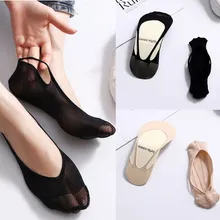 1 пара летних прозрачных кружевных носков со скрытой сеткой, ультратонкие невидимые носки, сексуальные женские открытые носки, Тапочки