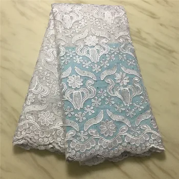 

WHITE African Lace Fabric,Water soluble Embroidered Nigerian Lace Fabric With Stone High Quality French Lace Fabric For Women