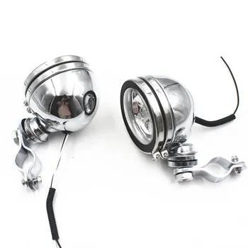 

12v Motorcycle Chrome Retro Driving Passing Spot Fog Light Bracket Clamp Mount Cafe Race Universal