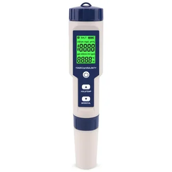 

5 in 1 TDS/EC/PH/Salinity/Temperature Meter Digital Water Quality Monitor Tester for Pools, Drinking Water, Aquariums with Backl