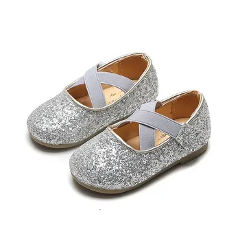 

Spring Fashion Princess Shoes New Girls Leather Shoes Glitter Sequins Kids Flats Children Wedding Party Dress Shoes B897