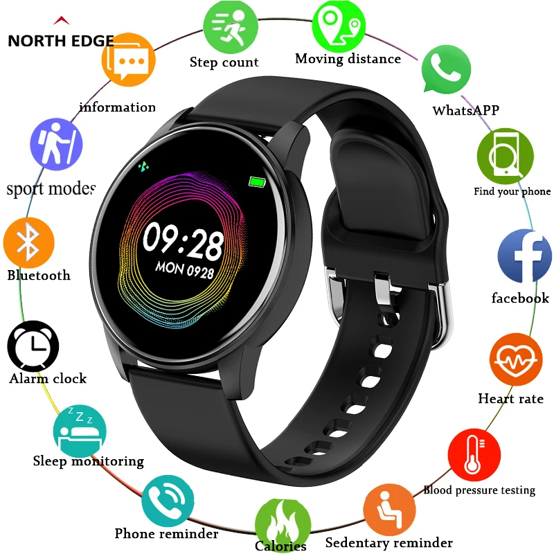 Men Smart Watch Real-time Weather Forecast Activity Tracker Heart Rate Monitor Sports Mens Smart Watch Women For Android IOS